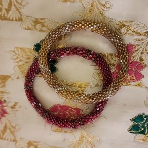Roll On bracelets Cranberry and Gold
